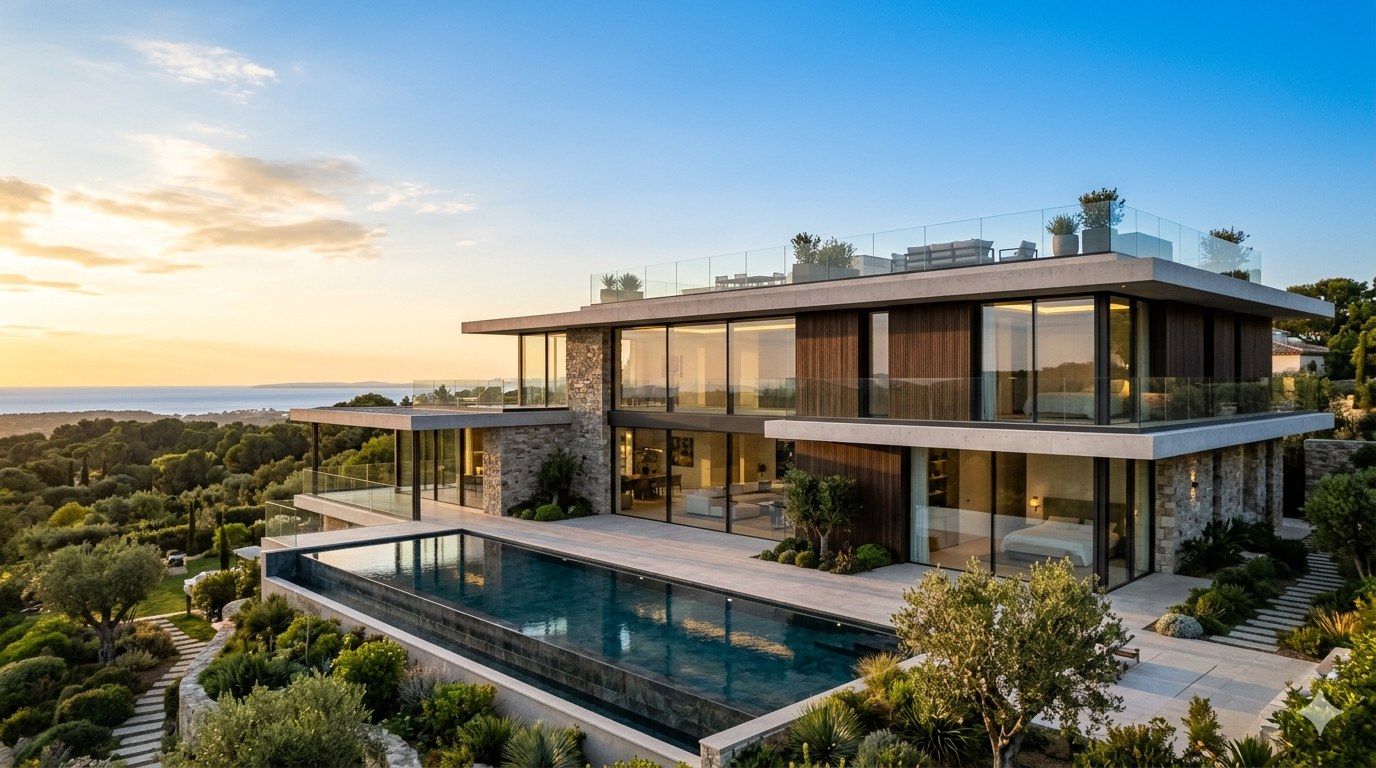 Villa avec piscine à débordement